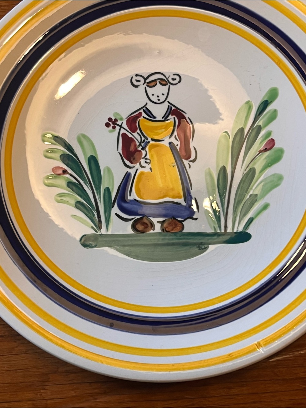 Vintage Pair MBFA Pornic Faience Bretton French Handpainted Plates x2 - Picture 2 of 4